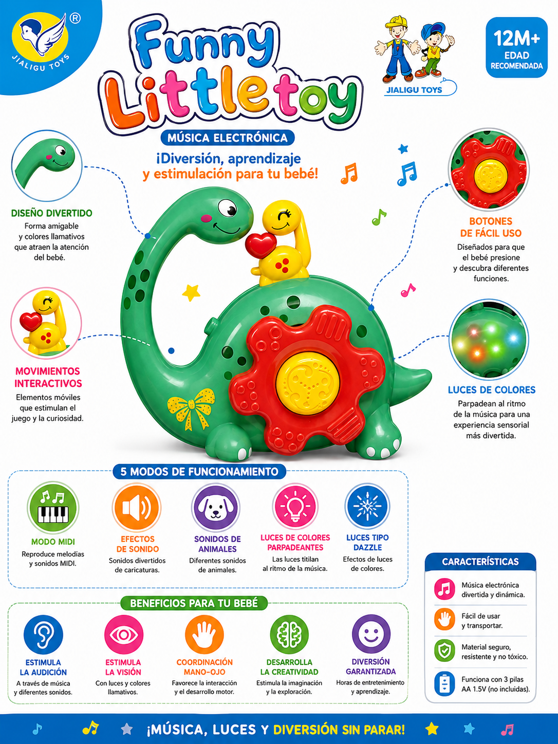 🦕 Dinosaurio Electrónico Musical Interactivo - Imagen 2